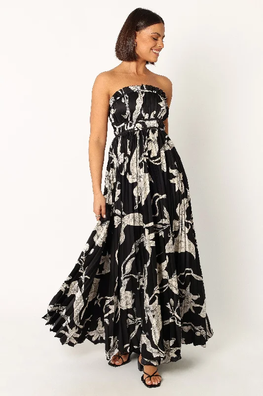 Shop & Save Now Angelique Strapless Maxi Dress - Black Floral