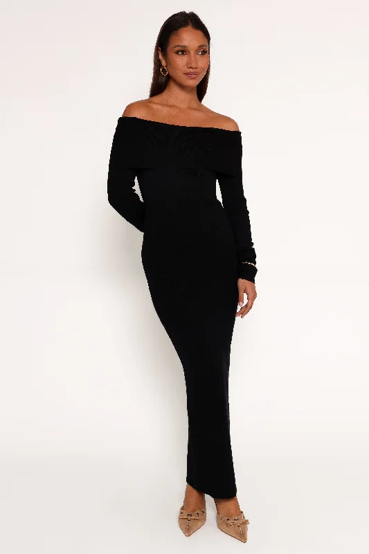 Exclusive Pricing Archie Off The Shoulder Midi Dress - Black
