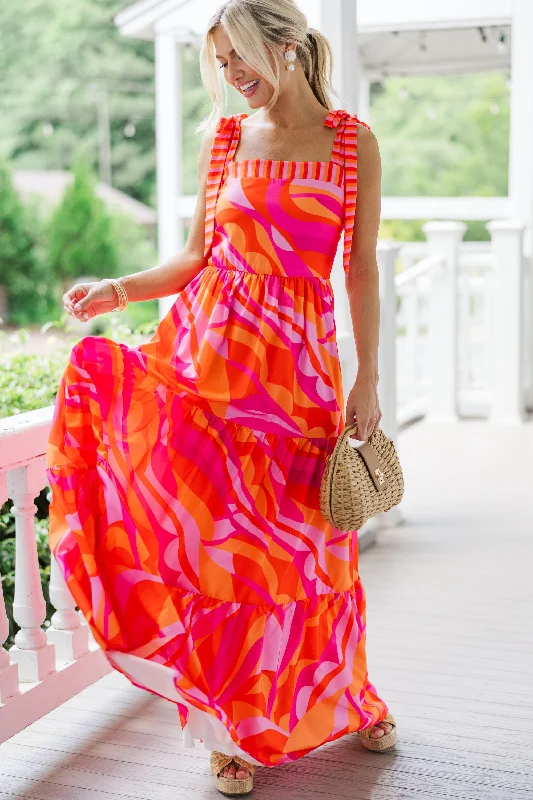 Best Offers At This Point Fuchsia Pink Multi Abstract Maxi Dress