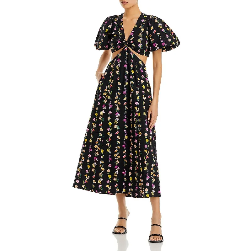 Banjanan Womens   Cotton Floral Print Midi Dress