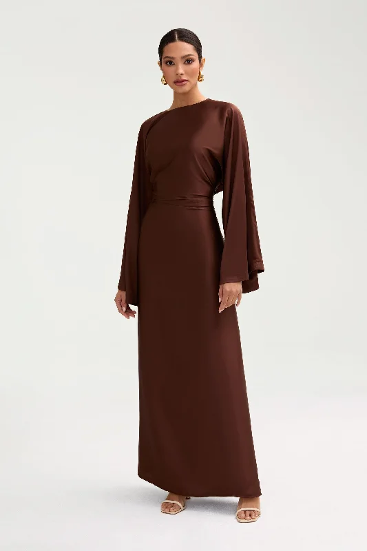 Weekend Savings Mania Batool Satin Maxi Dress - Chocolate