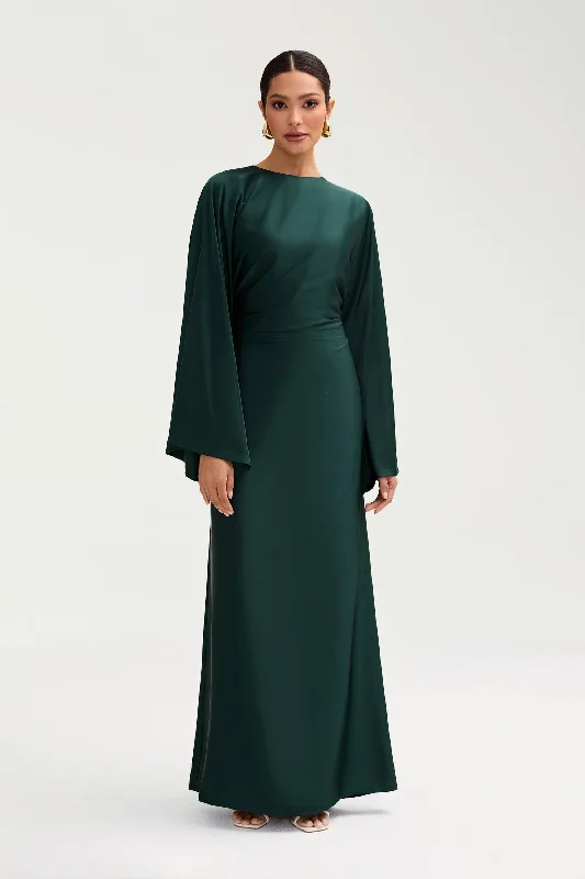 Weekend Shopping Spree Batool Satin Maxi Dress - Emerald