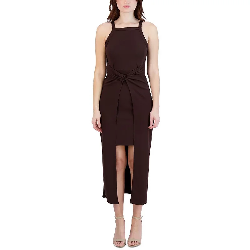 Weekend Deal Rush BCBGeneration Womens Square-Neck Hi-Low Midi Dress
