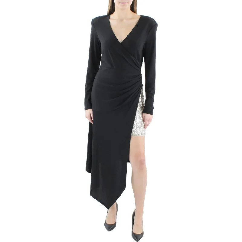 Price Slash BCBGMAXAZRIA Womens Midi Sequin Cocktail And Party Dress