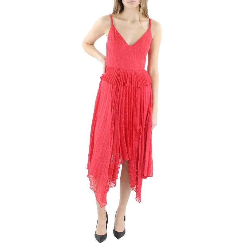 Limited Stock BCBGMAXAZRIA Womens Pleated Midi Cocktail And Party Dress