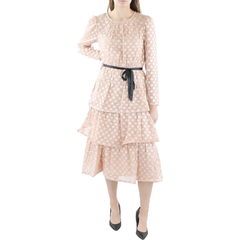 Unbeatable Bargains BCBGMAXAZRIA Womens Polka Dot Midi Cocktail And Party Dress