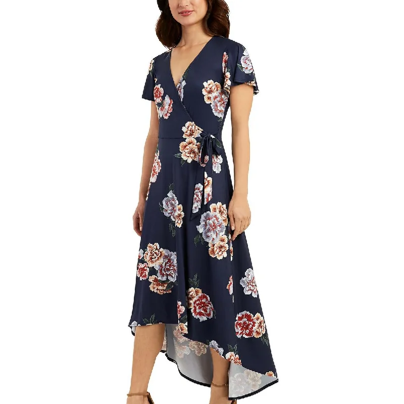 BCX Womens Juniors Hi-Low Floral Midi Dress