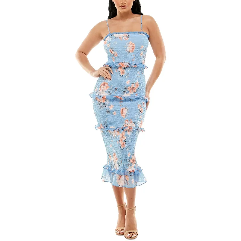 Price Cut Alert Bebe Womens Juniors Smocked Midi Midi Dress