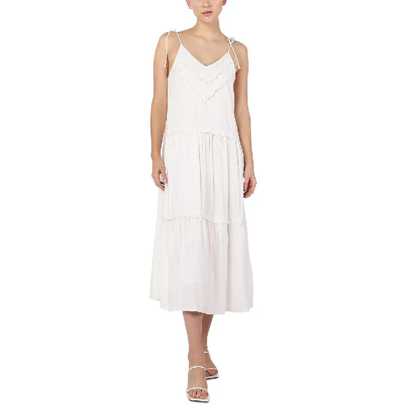 Weekend Price Slash Event Black Tape_ Womens Lace Trim Midi Sundress