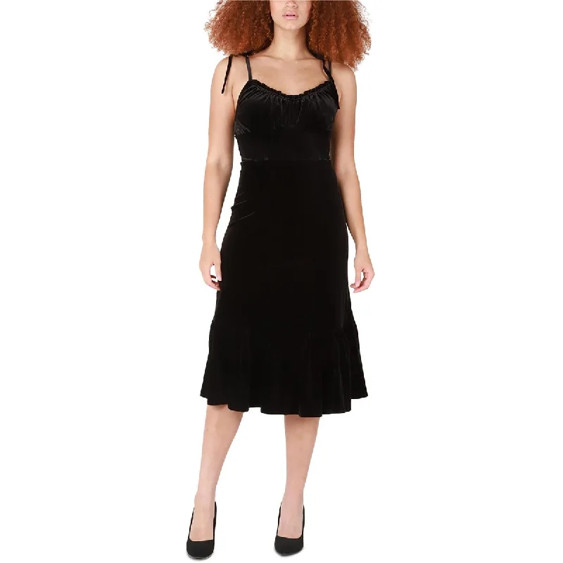 Weekend Shopping Highlights Black Tape_ Womens Velvet Strappy Midi Dress