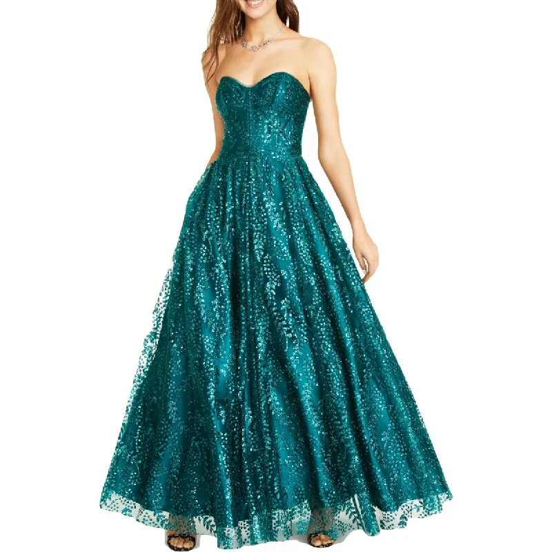 Weekend Clearance Event Blondie Nites Womens Juniors Corset Pleated Evening Dress