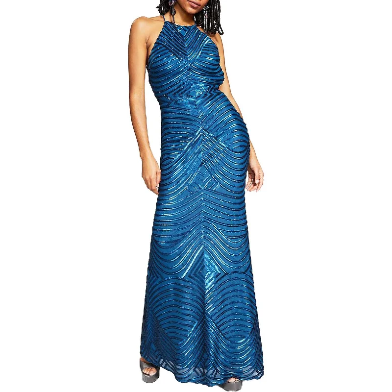 Weekend Price Breaks Blondie Nites Womens Juniors Sequined Criss-Cross Back Evening Dress Weekend Price Breaks Blondie Nites Womens Juniors Sequined Criss-Cross Back Evening Dress