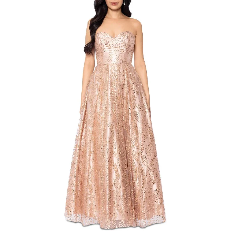Weekend Flash Discount Blondie Nites Womens Juniors Sequined Long Evening Dress
