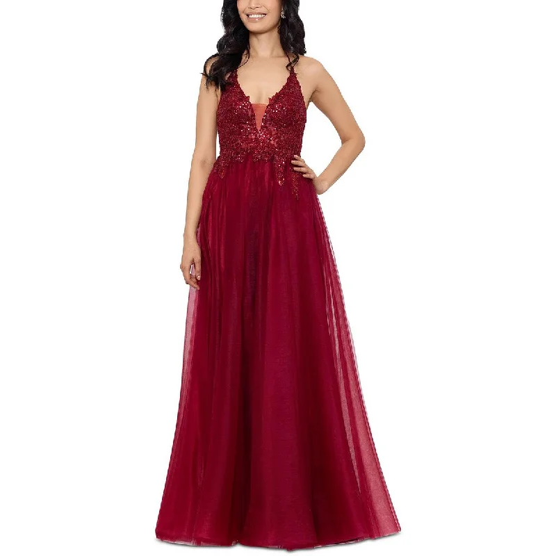 Weekend Discount Rush Blondie Nites Womens Juniors Sequined Side Slit Evening Dress
