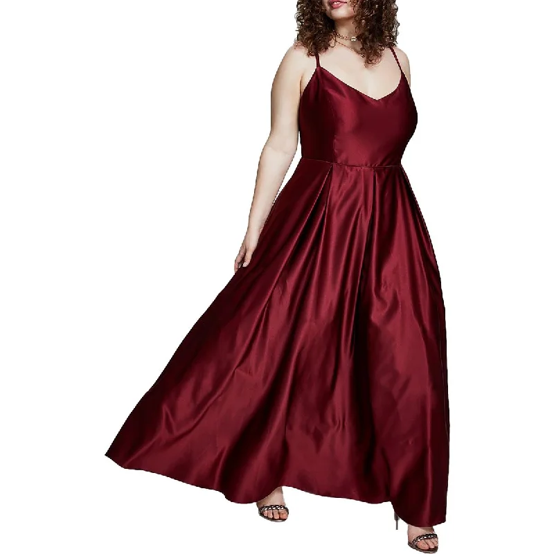 Weekend Hot Offers Blondie Nites Womens Plus Satin Pleated Evening Dress