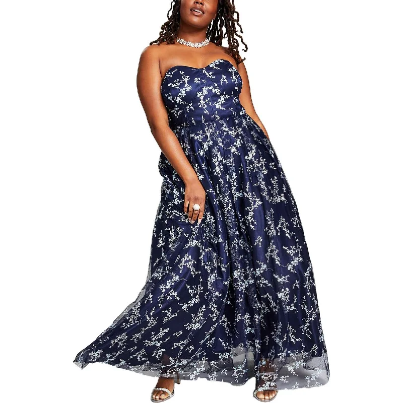 Weekend Special Discounts Blondie Nites Womens Plus Strapless Glitter Evening Dress