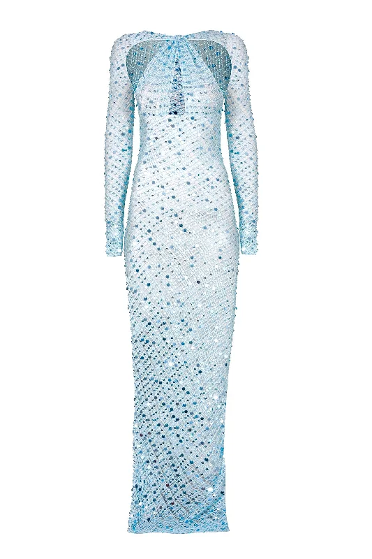 One-Day Sale Blue Sequin Maxi Dress