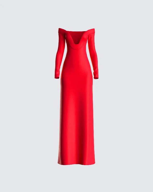 Brooke Red Maxi Dress