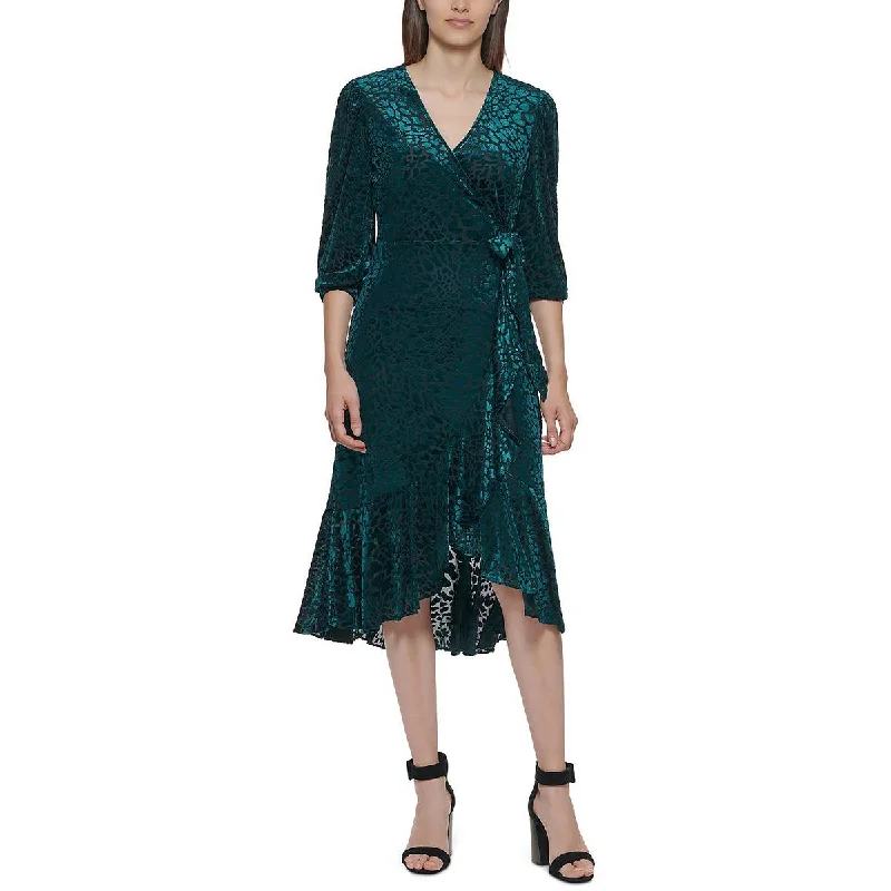 Weekend Sale Day Calvin Klein Womens Burnout Velvet Wrap Dress