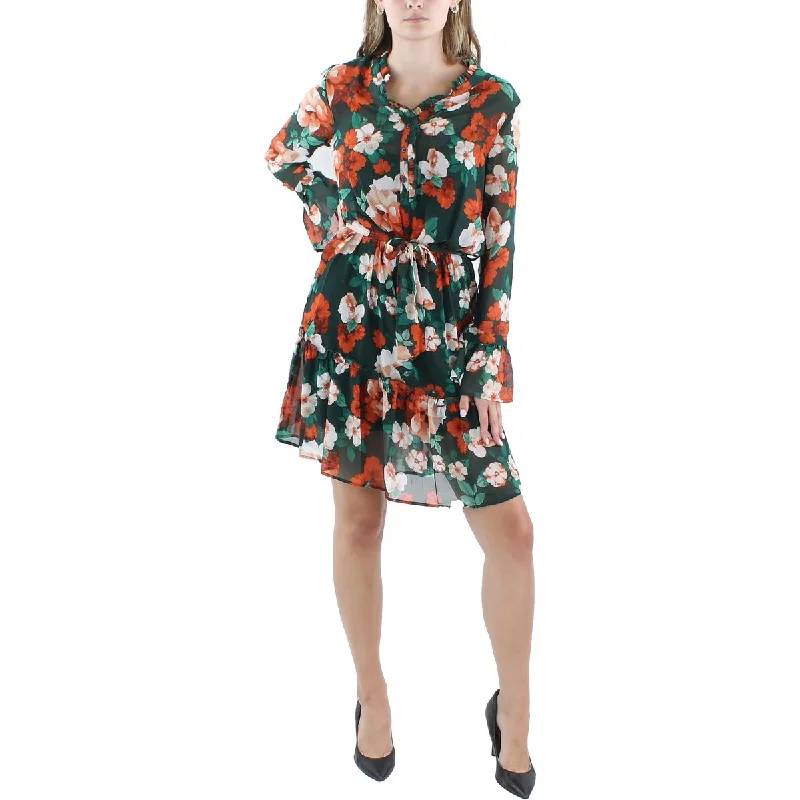 Weekend Limited-Time Offers Calvin Klein Womens Chiffon Above Knee Shirtdress
