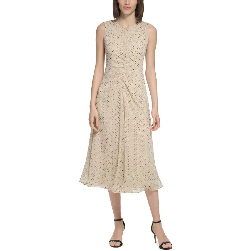Weekend Closeout Deals Calvin Klein Womens Chiffon Polka Dot Shift Dress