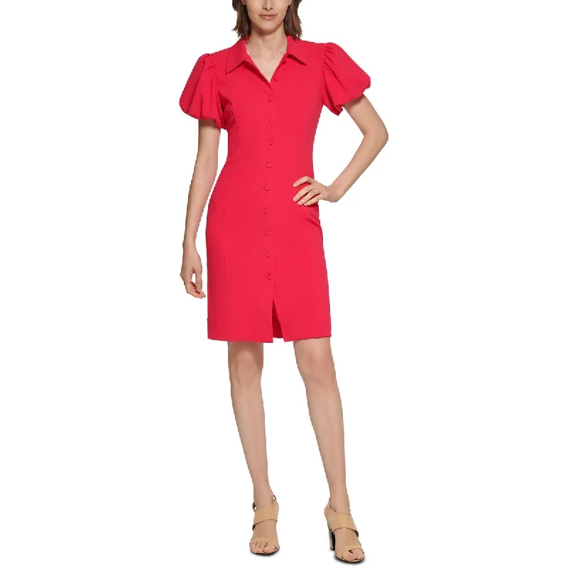 Weekend Shopping Madness Calvin Klein Womens Collar Knee-Length Sheath Dress