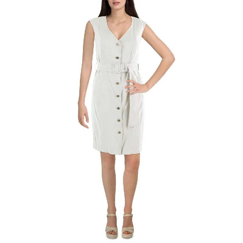 Weekend Best Price Deals Calvin Klein Womens Collarless Mini Shirtdress
