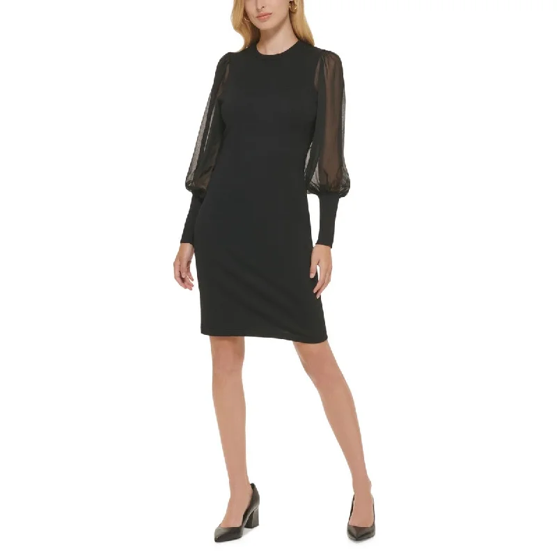 Weekend Offers and Savings Calvin Klein Womens Comfy Sheer Sleeves Sweaterdress