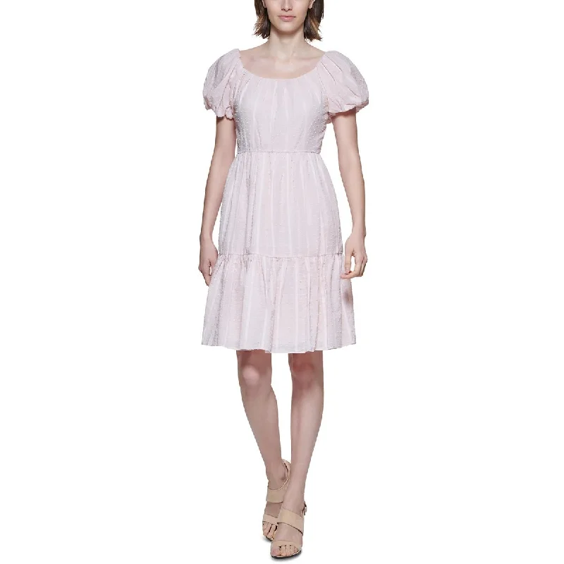 Special Offers Calvin Klein Womens Cotton Clip Dot Fit & Flare Dress