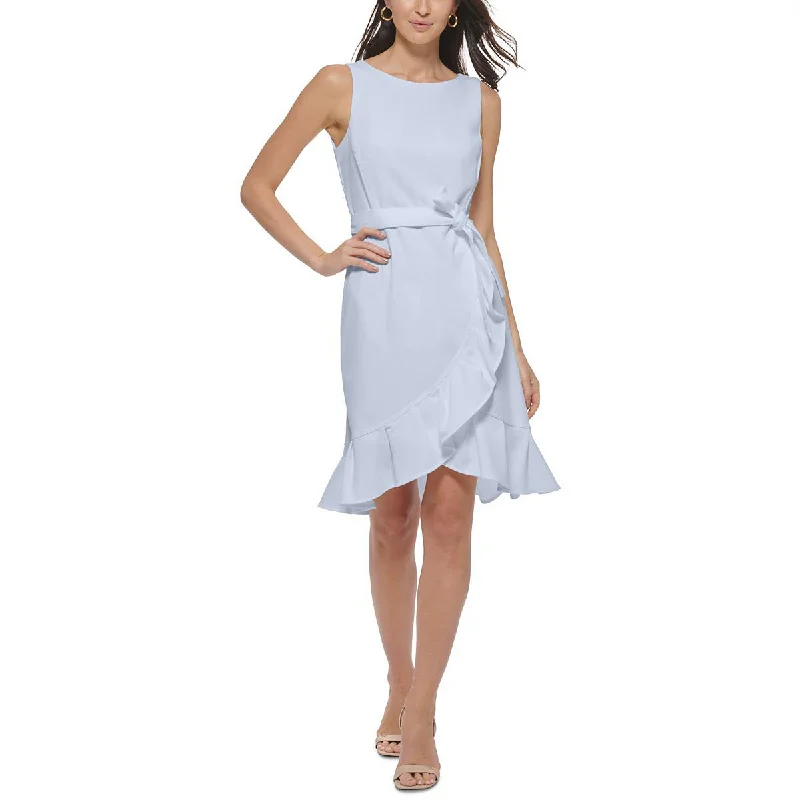 Buy More, Save More Calvin Klein Womens Crepe Ruffled Sheath Dress