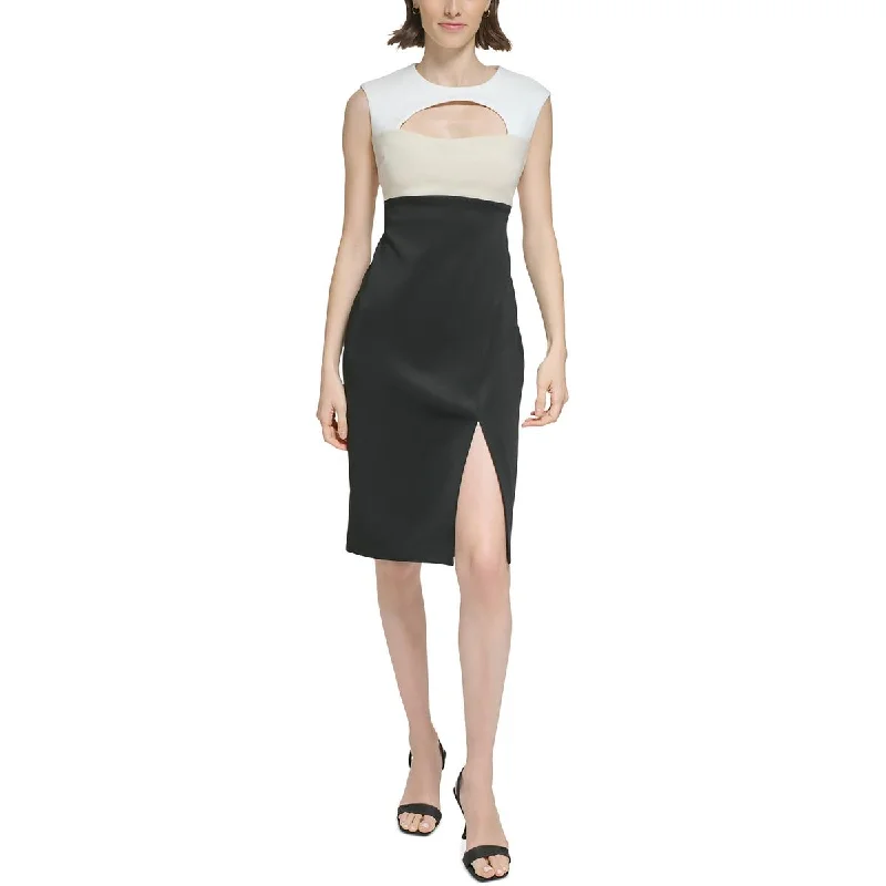 Mega Sale Calvin Klein Womens Cut-Out Colorblock Sheath Dress