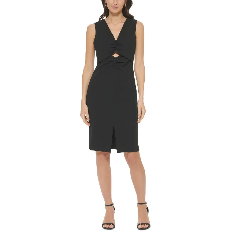 Price Slash Calvin Klein Womens Cut-Out Ruching Sheath Dress