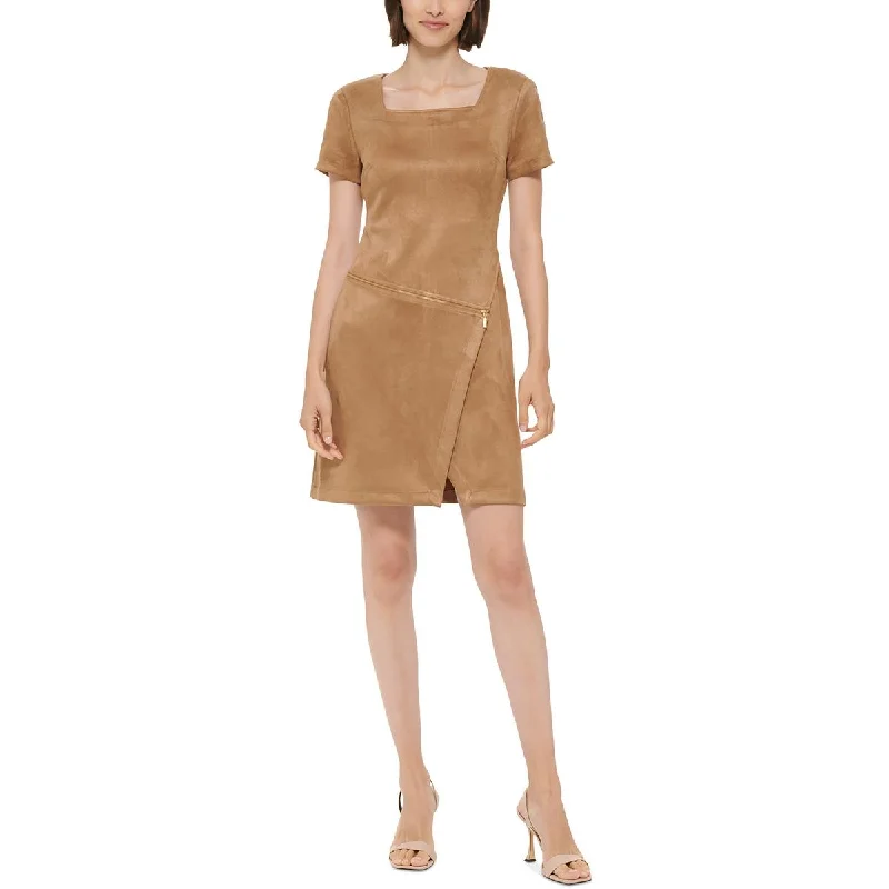 Exclusive Offer Calvin Klein Womens Faux Suede Mini Sheath Dress
