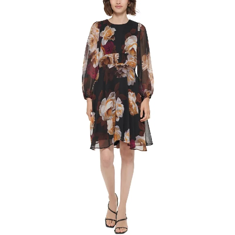 Get It Now Calvin Klein Womens Floral Knee Shift Dress