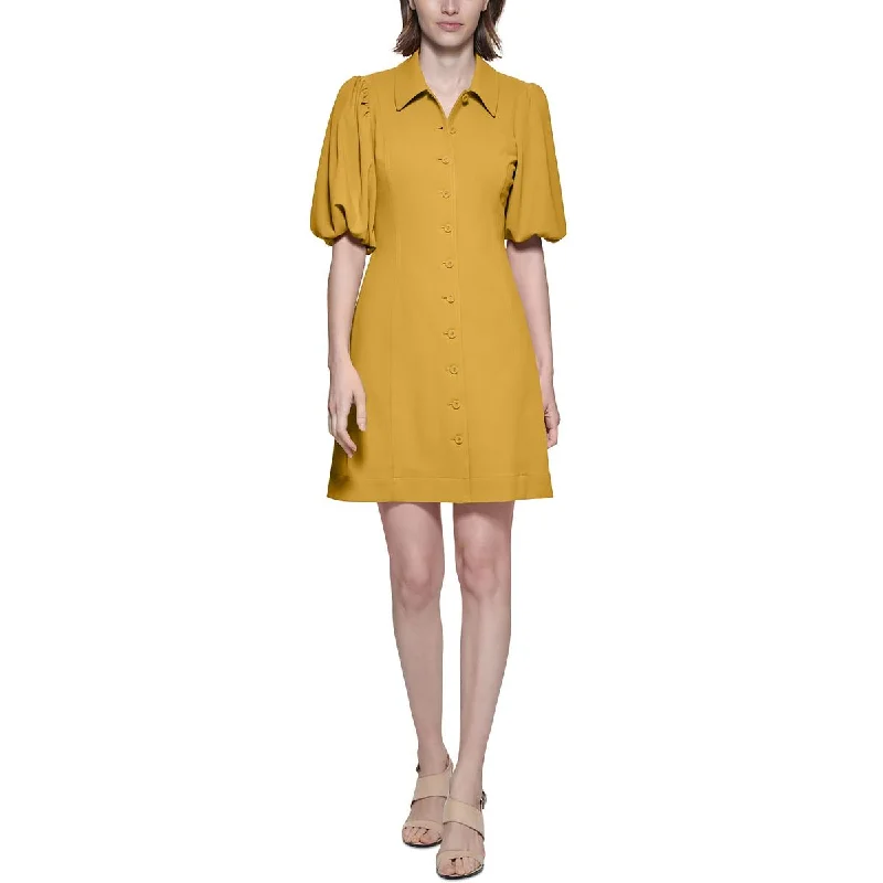 Exclusive Pricing Calvin Klein Womens Knit Balloon Sleeves Shirtdress