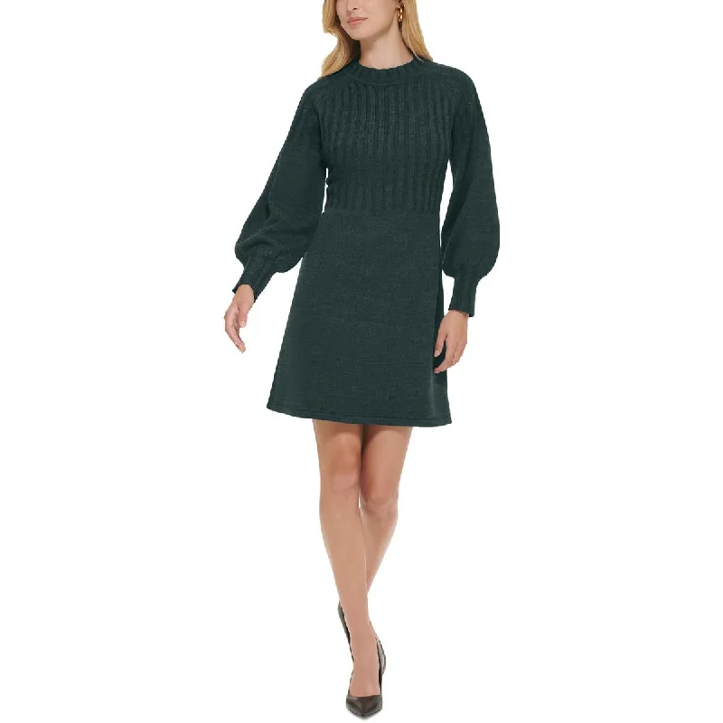 Calvin Klein Womens Knit Midi Sweaterdress