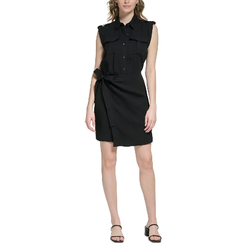 Super Deal Calvin Klein Womens Faux-Wrap  Shirtdress