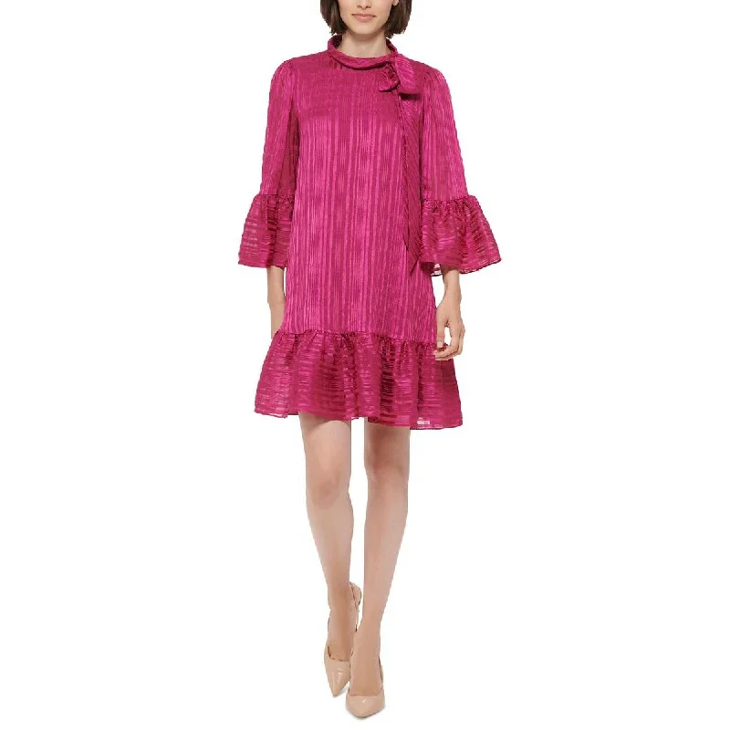 Flash Shopping Deal Calvin Klein Womens Metallic Bell Sleeve Shift Dress