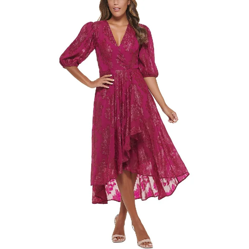 Hurry, Don’t Miss Out Calvin Klein Womens Embroidered Metallic Fit & Flare Dress