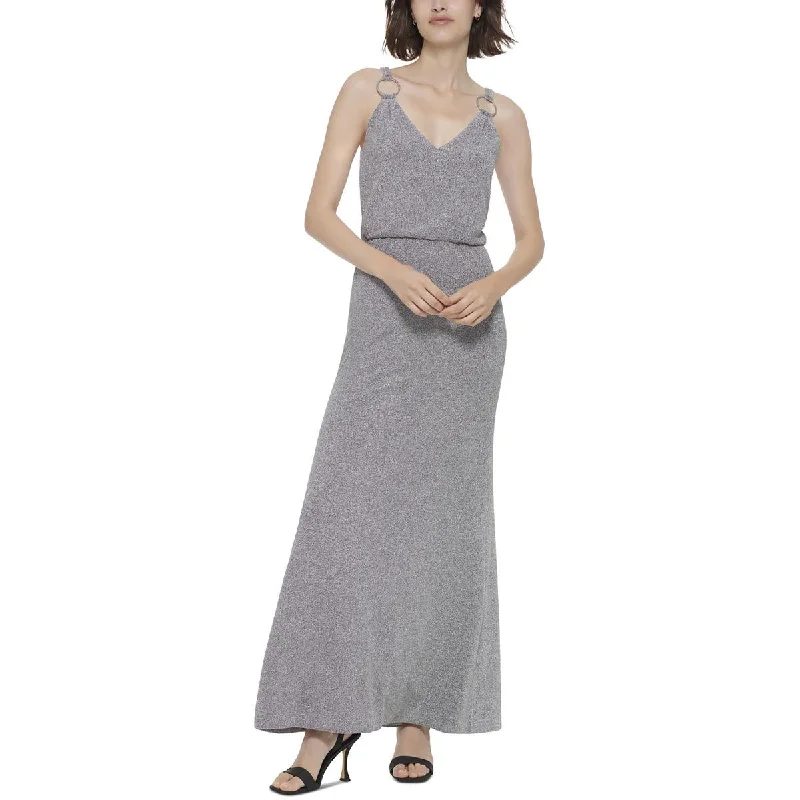 Last Chance Sale Calvin Klein Womens Metallic Ring Embellished Evening Dress