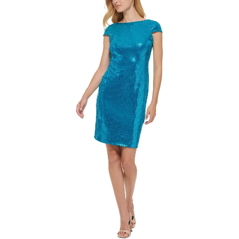 Deal Frenzy Calvin Klein Womens Metallic Short Sheath Dress