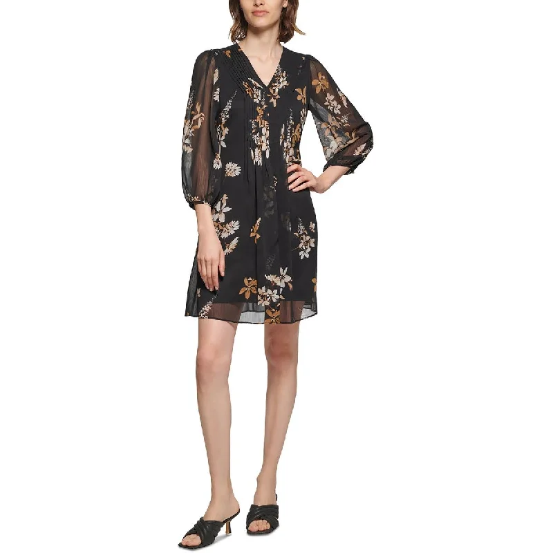 Shop & Save Now Calvin Klein Womens Mini Floral Print Shift Dress