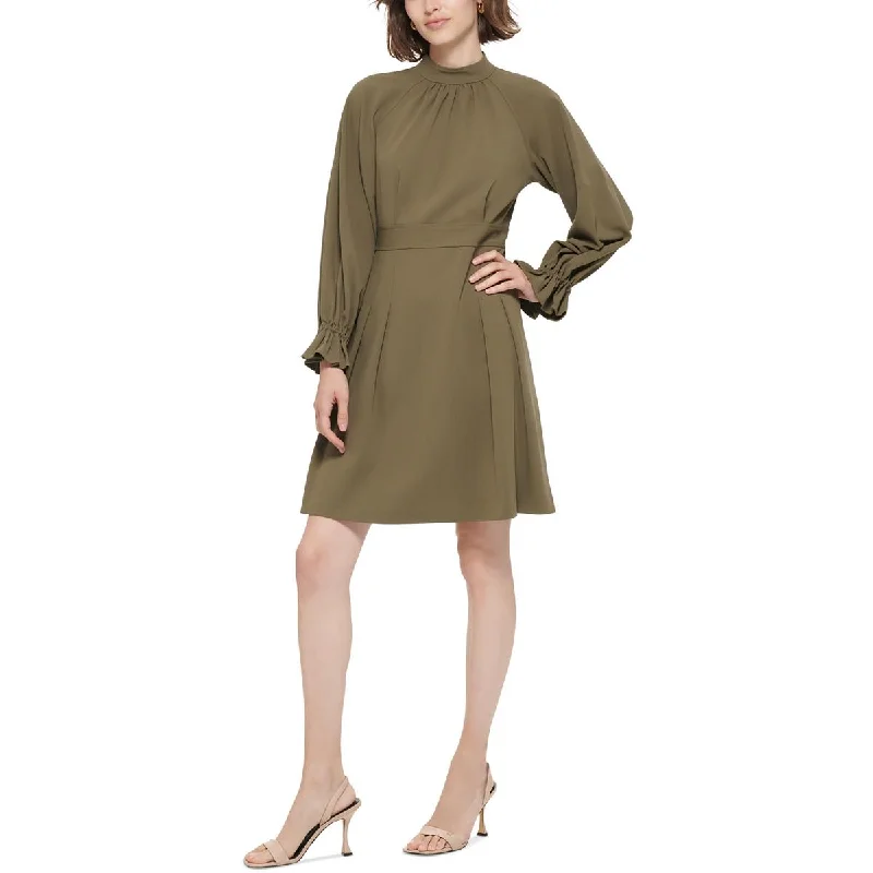 Massive Savings Event Calvin Klein Womens Mock Neck Mini Wear to Work Dress