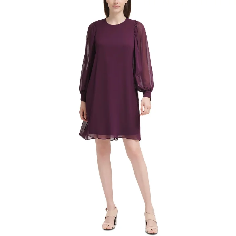 Weekend Discount Blast Calvin Klein Womens Petites Chiffon Shift Dress