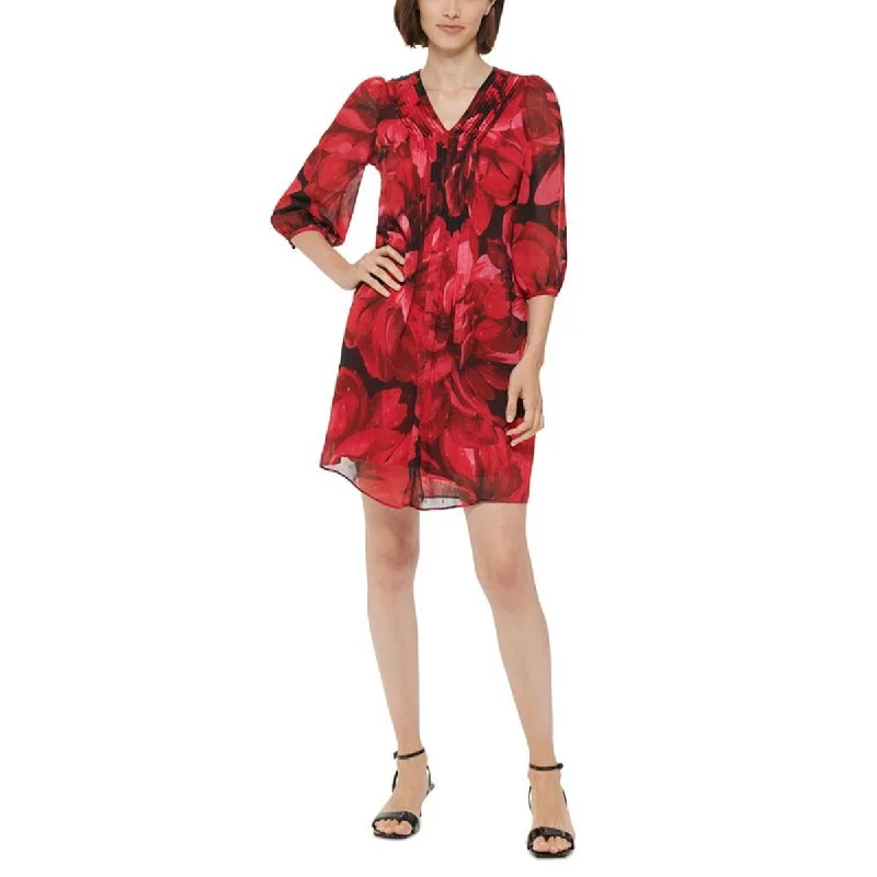 Weekend Flash Sale Calvin Klein Womens Petites Floral Mini Shift Dress