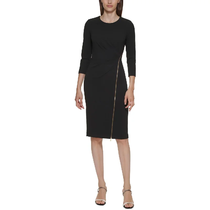 Weekend Markdowns Calvin Klein Womens Petites Zipper Detail Mini Sheath Dress