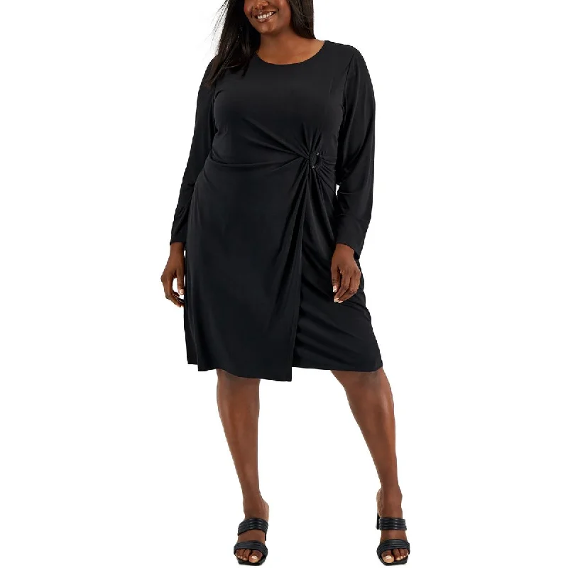 Weekend Promo Offers Calvin Klein Womens Plus Faux Wrap Drapey Wrap Dress