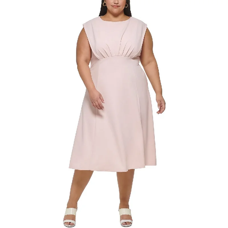 Weekend Shopping Deals Galore Calvin Klein Womens Plus Office Career Fit & Flare Dress