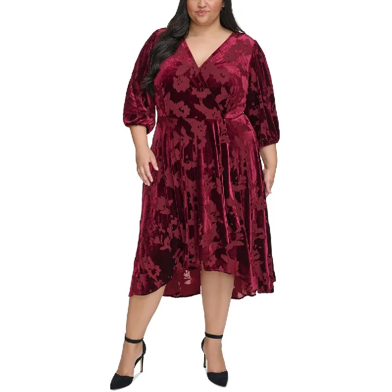 Weekend Deals Galore Calvin Klein Womens Plus Velvet Mid Calf Wrap Dress