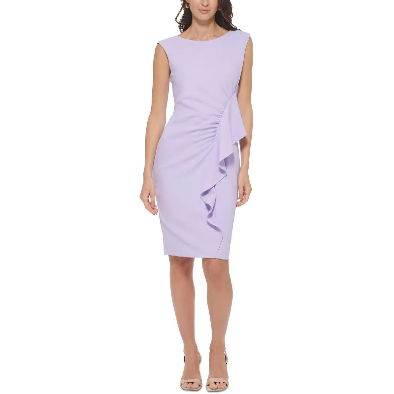 Flash Offer Calvin Klein Womens Ruched Knee Length Sheath Dress
